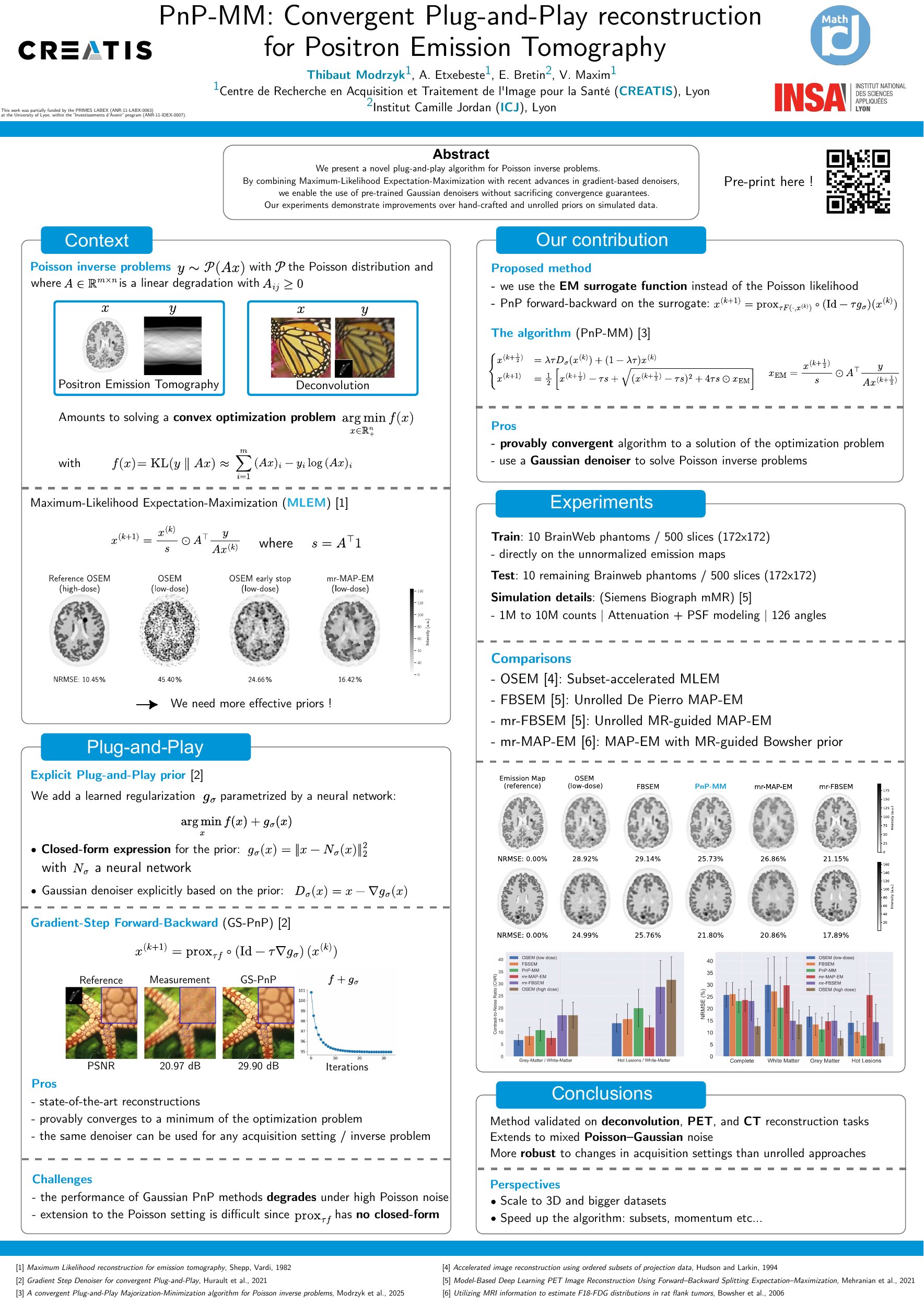 Poster titled PnP-MM: Convergent Plug-and-Play reconstruction for Positron Emission Tomography